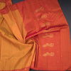 Mango Yellow Silk Saree With Zari Buttas And Zari Checked Border