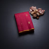 Red Borderless Silk Saree With Floral Zari Buttas
