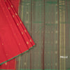 Red Borderless Silk Saree With Floral Zari Buttas 02