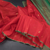 Red Borderless Silk Saree With Floral Zari Buttas 02