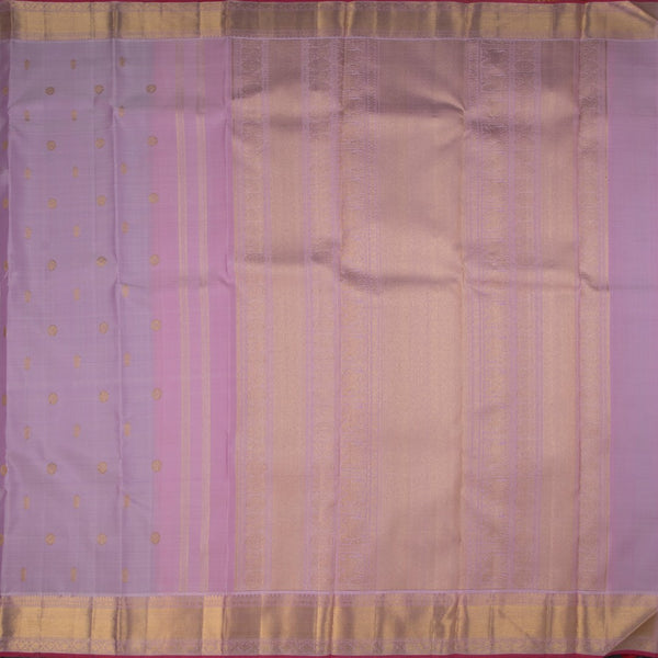 Light Pink Silk Saree With Chakra Buttas And Gold Zari Border