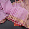 Light Pink Silk Saree With Chakra Buttas And Gold Zari Border
