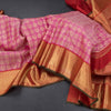 Taffy Pink Silk Saree Peacock And Chakra Buttas And Gold Zari Border