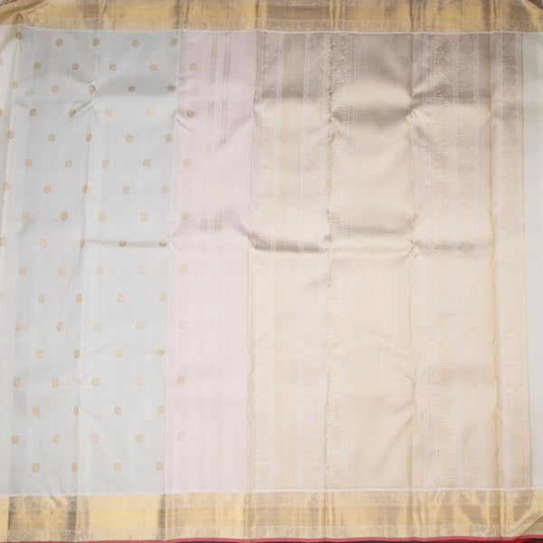 Cream Silk Saree With Chakra Buttas And Rettapet Border