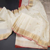 Cream Silk Saree With Chakra Buttas And Rettapet Border