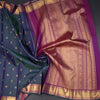 Shot Colour Vaira Oosi Silk Saree With Peacock And Chakra Buttas And Gold Zari Border
