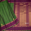 Parrot Green Checked Silk Saree And Rettapet Border