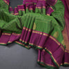 Parrot Green Checked Silk Saree And Rettapet Border