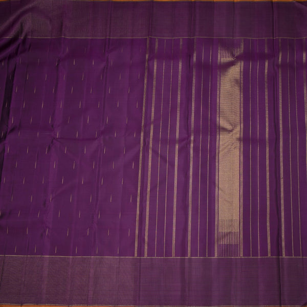 Purple Silk Saree With Malli Moggu Design And Checked Border