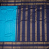 Blue Brocade Thread Work Silk Saree And Rettapet Border