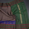 Multi Colour Stripes Silk Saree And Two Colour Border With Temple Design