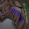 Multi Colour Stripes Silk Saree And Two Colour Border With Temple Design