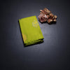 Lime Green Borderless Silk Saree With Peacock Design