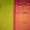 Lime Green Borderless Silk Saree With Peacock Design