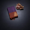 Dark Purple Thread Work Silk Saree And Temple Design On Border