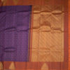 Dark Purple Thread Work Silk Saree And Temple Design On Border