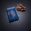 Ice Blue Thread Work Silk Saree With Leaf Design