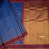 Dark Blue Silk Saree With Peacock Buttas And Maroon Border