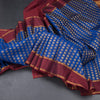 Dark Blue Silk Saree With Peacock Buttas And Maroon Border