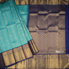 Turquoise Blue Brocade Silk Saree And Gold Zari Border