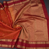 Orange Silk Saree With Stripes Design And Rettapet Border