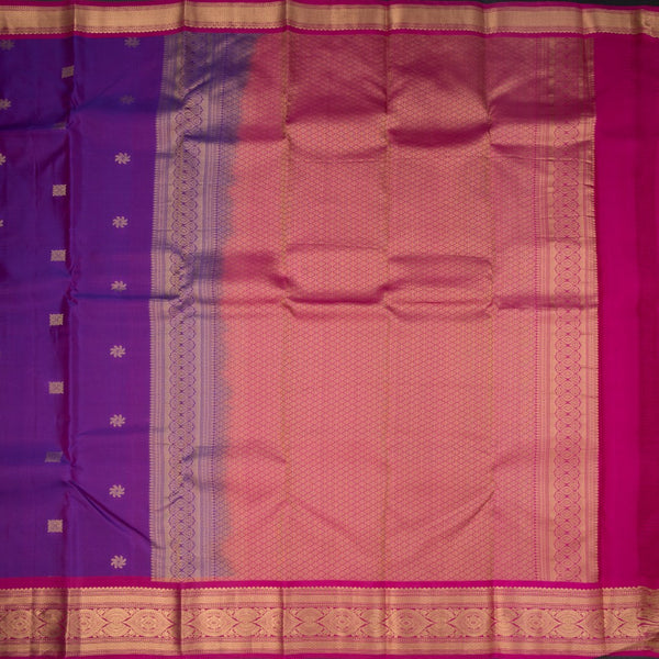 Purple Silk Saree With Zari Buttas And Gold Zari Border
