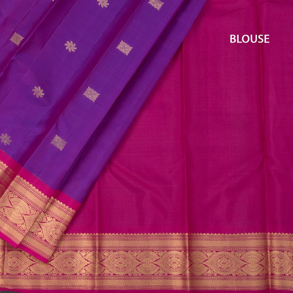 Purple Silk Saree With Zari Buttas And Gold Zari Border