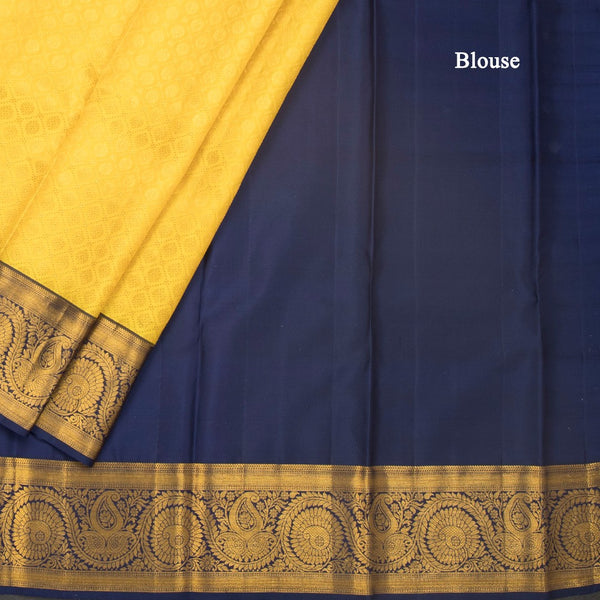 KSSMLSR42077-4-Yellow-Brocade-Silk-Saree-And-Navy-Blue-Zari-Border-blouse