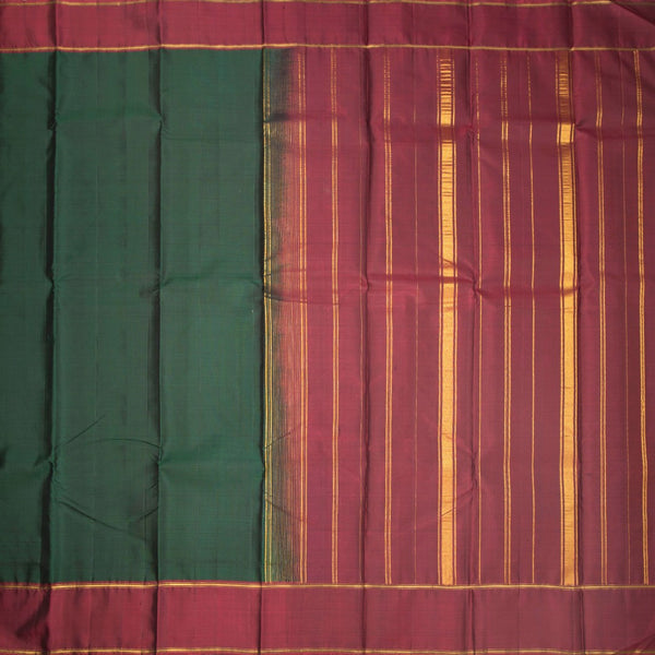 KSSMLSR42080-2-Bottle-Green-Plain-Silk-Saree-And-Maroon-Border-full-veiw