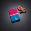 KSSMLSR42081-1-Hot-Pink-Plain-Silk-Saree-And-Blue-Border-fold