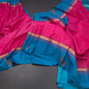 KSSMLSR42081-Hot-Pink-Plain-Silk-Saree-And-Blue-Border-main