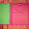 KSSMLSR42082-2-Parrot-Green-Checked-Silk-Saree-With-Peacock-And-Chakra-Buttas-And-Zari-Border-full-veiw