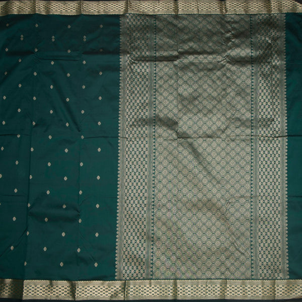 KSSMLSR42085-2-Semi-Silk-Dark-Green-Saree-With-Zari-Buttas-full-veiw