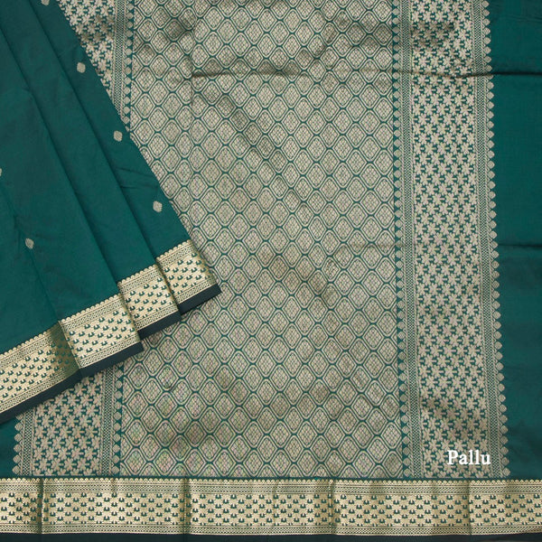KSSMLSR42085-3-Semi-Silk-Dark-Green-Saree-With-Zari-Buttas-pallu