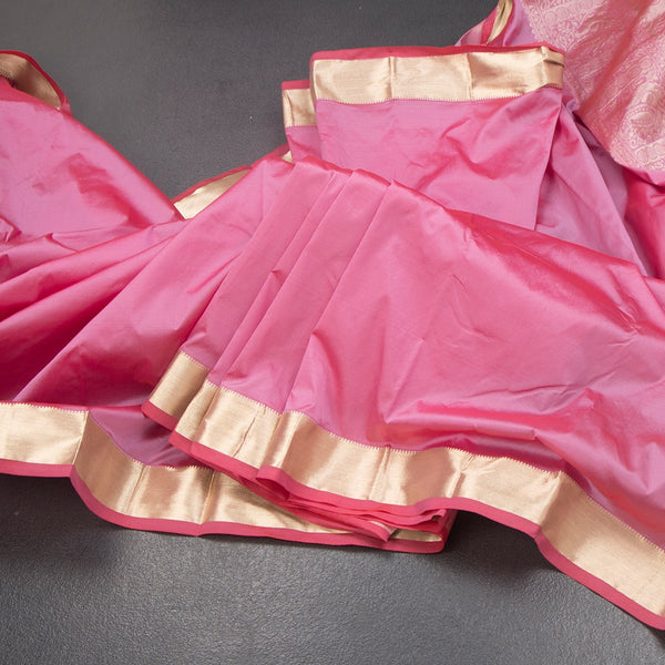 KSSMLSR42086-Semi-Silk-Taffy-Pink-Plain-Saree-And-Zari-Border-main