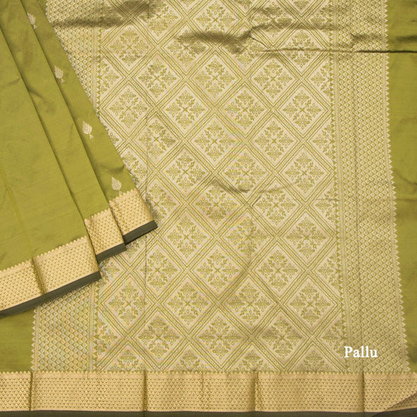 KSSMLSR42087-3-Semi-Silk-Olive-Green-Saree-With-Zari-Buttas-pallu