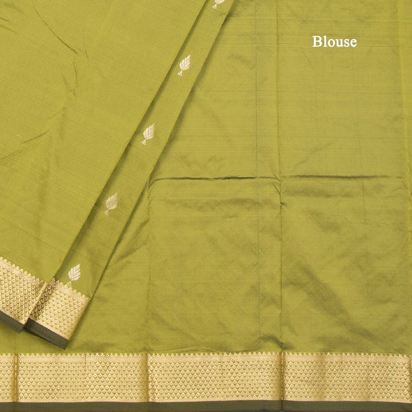 KSSMLSR42087-4-Semi-Silk-Olive-Green-Saree-With-Zari-Buttas-blouse
