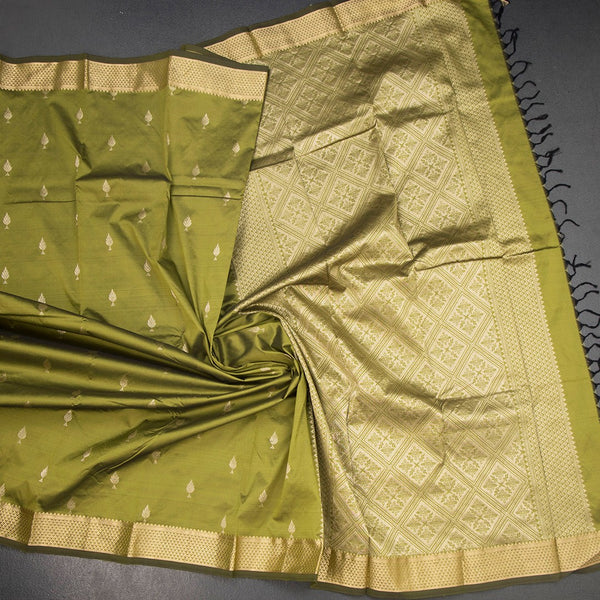 KSSMLSR42087-5-Semi-Silk-Olive-Green-Saree-With-Zari-Buttas-crush