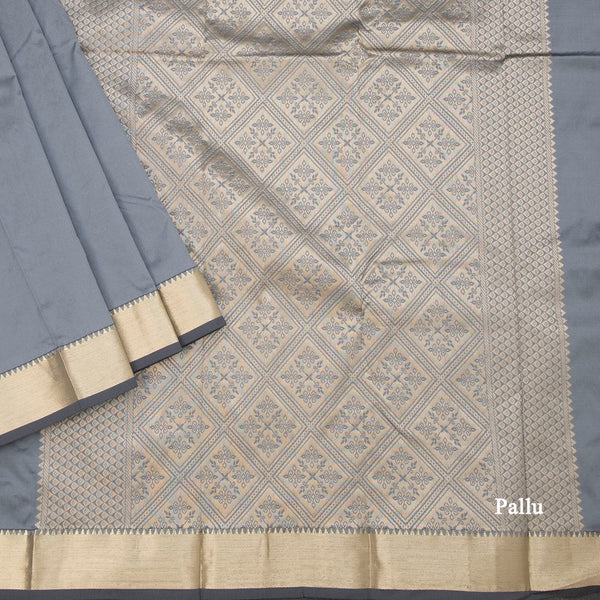 KSSMLSR42088-3-Semi-Silk-Grey-Plain-Saree-And-Zari-Border-pallu