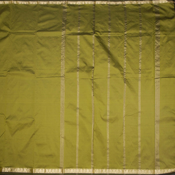 KSSMLSR42090-2-Semi-Silk-Olive-Green-Plain-Saree-And-Zari-Border-full-veiw