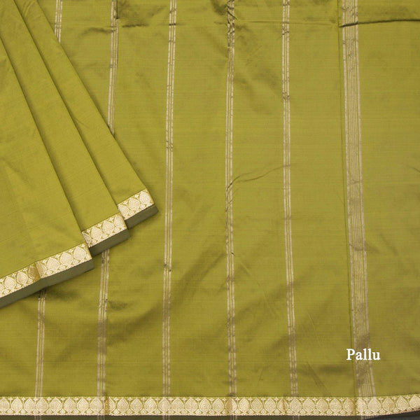 KSSMLSR42090-3-Semi-Silk-Olive-Green-Plain-Saree-And-Zari-Border-pallu