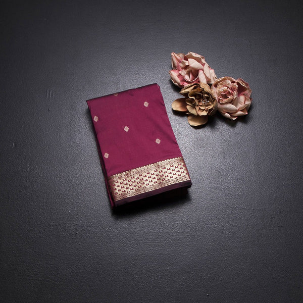 KSSMLSR42092-1-Semi-Silk-Maroon-Saree-With-Zari-Buttas-fold