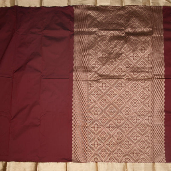 KSSMLSR42109-2-Semi-Silk-Plain-Maroon-Saree-And-Zari-Border-full-veiw