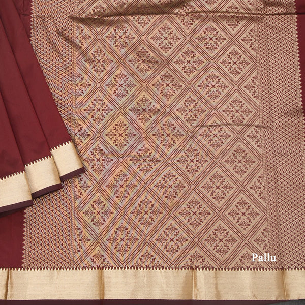 KSSMLSR42109-3-Semi-Silk-Plain-Maroon-Saree-And-Zari-Border-pallu