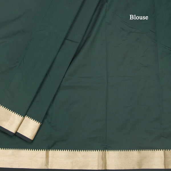 KSSMLSR42110-4-Semi-Silk-Plain-Dark-Green-Saree-And-Zari-Border-blouse