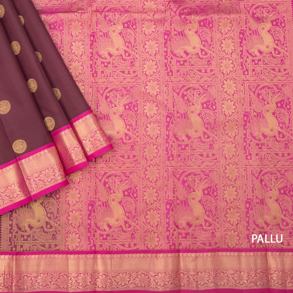 KSSMLSR42230-3-Maroon-Silk-Saree-With-Chakra-Buttas-And-Gold-Zari-Border-pallu