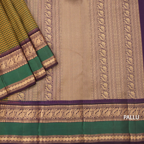 KSSMLSR42235-3-Multi-Colour-Checked-Silk-Saree-And-Zari-With-Thread-Temple-Border-pallu