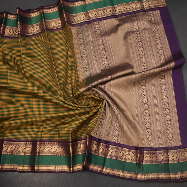 KSSMLSR42235-5-Multi-Colour-Checked-Silk-Saree-And-Zari-With-Thread-Temple-Border-crush