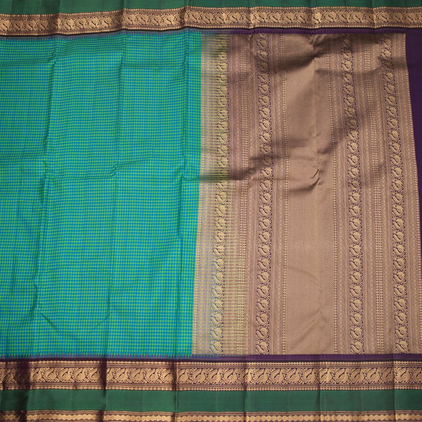 KSSMLSR42236-2-Multi-Colour-Checked-Silk-Saree-And-Zari-With-Thread-Temple-Border-02-full-veiw