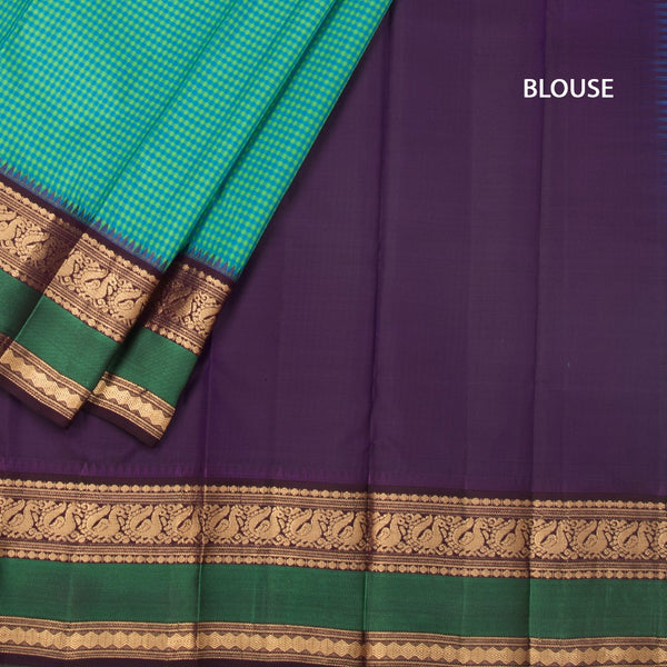 KSSMLSR42236-4-Multi-Colour-Checked-Silk-Saree-And-Zari-With-Thread-Temple-Border-02-blouse